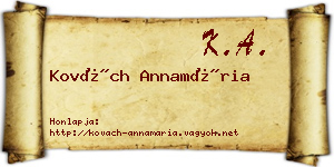 Kovách Annamária névjegykártya
